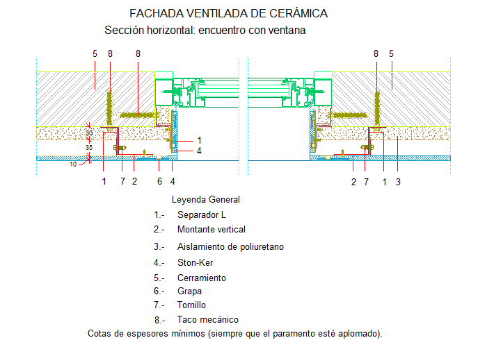 Secção horizontal a passar por uma janela (em Espanhol)