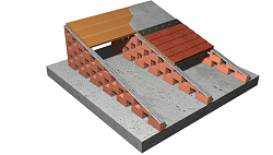 Painel cerâmico e muretes sobre laje de betão (não incluída neste preço)