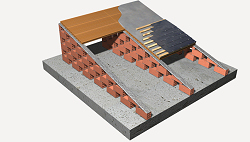 Painel cerâmico e muretes sobre laje de betão (não incluída neste preço)