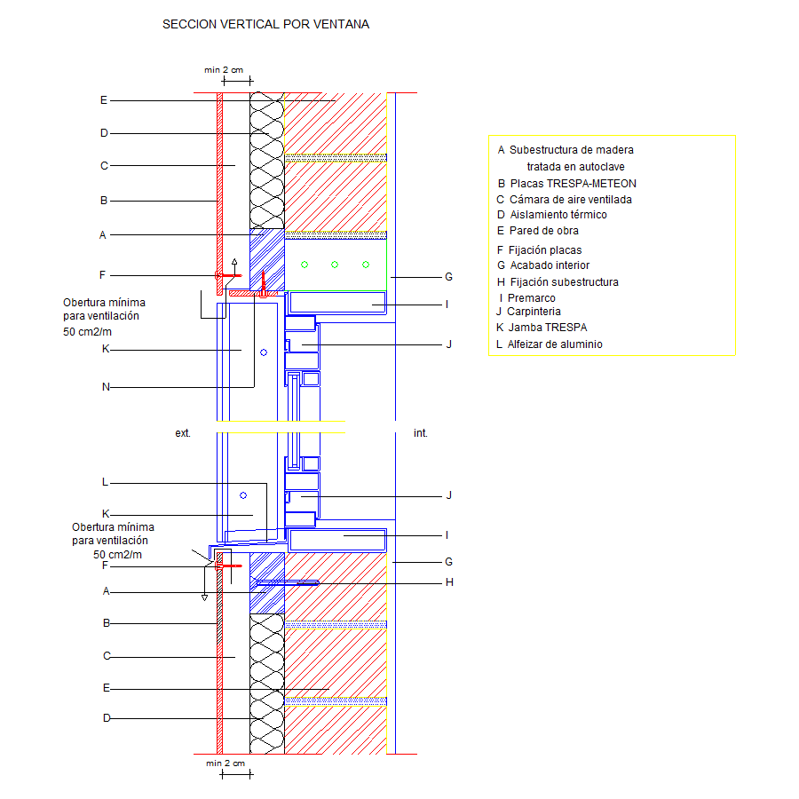 Secção vertical a passar por uma janela (em Espanhol)